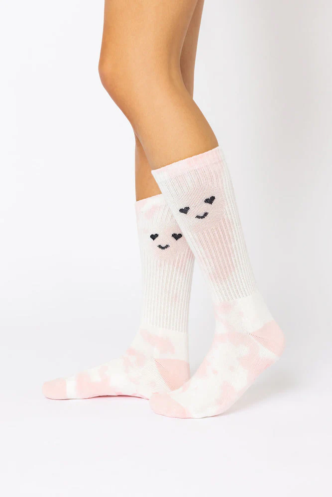 Heart Eyes Mid-Calf Gym Socks - Pink Tie Dye
