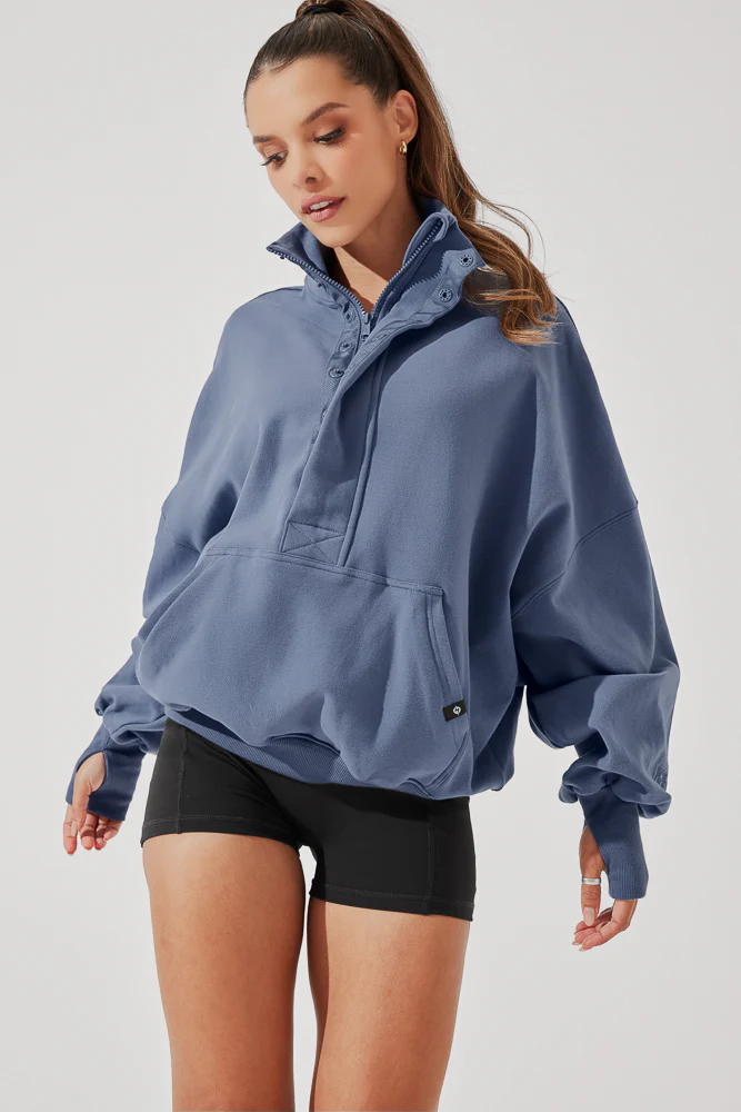 Ooey Gooey Half Zip Sweater - Blue Dusk 1 1701-ooey-gooey-half-zip-sweater-blue-dusk-1.webp