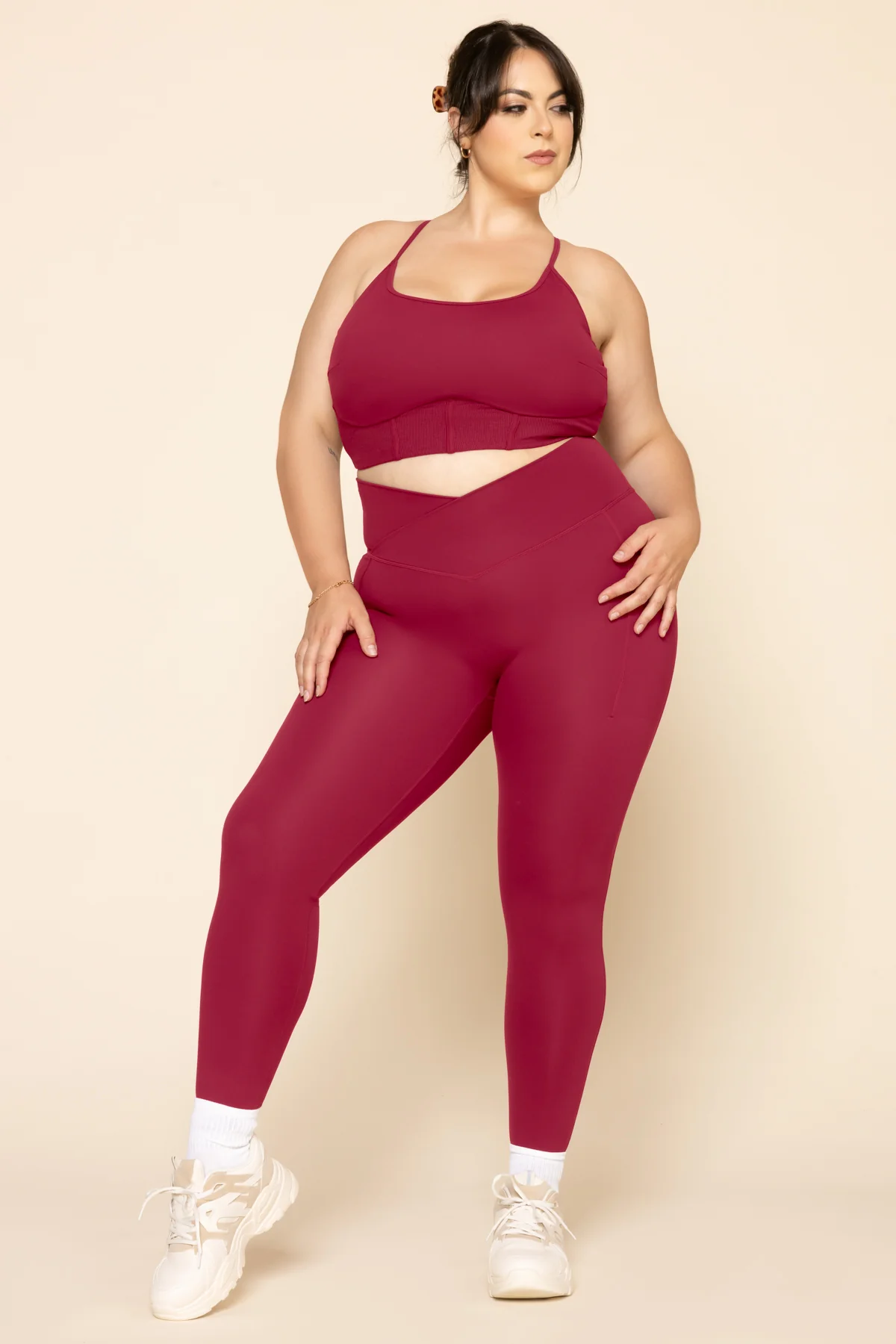 Crisscross HourglassÂ® Leggings with Pockets - Ruby