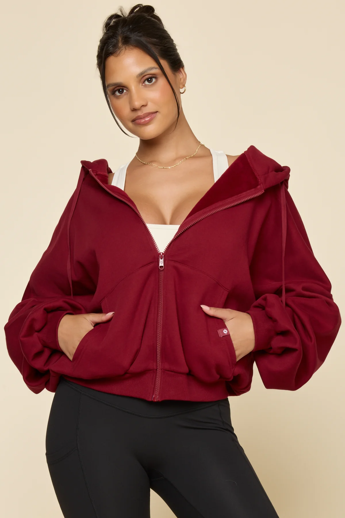 Zip Cloud Hoodie - Crimson