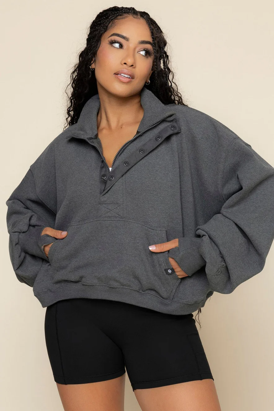 Ooey Gooey Crop Half Zip - Charcoal Heather 1 4833-ooey-gooey-crop-half-zip-charcoal-heather-1.webp