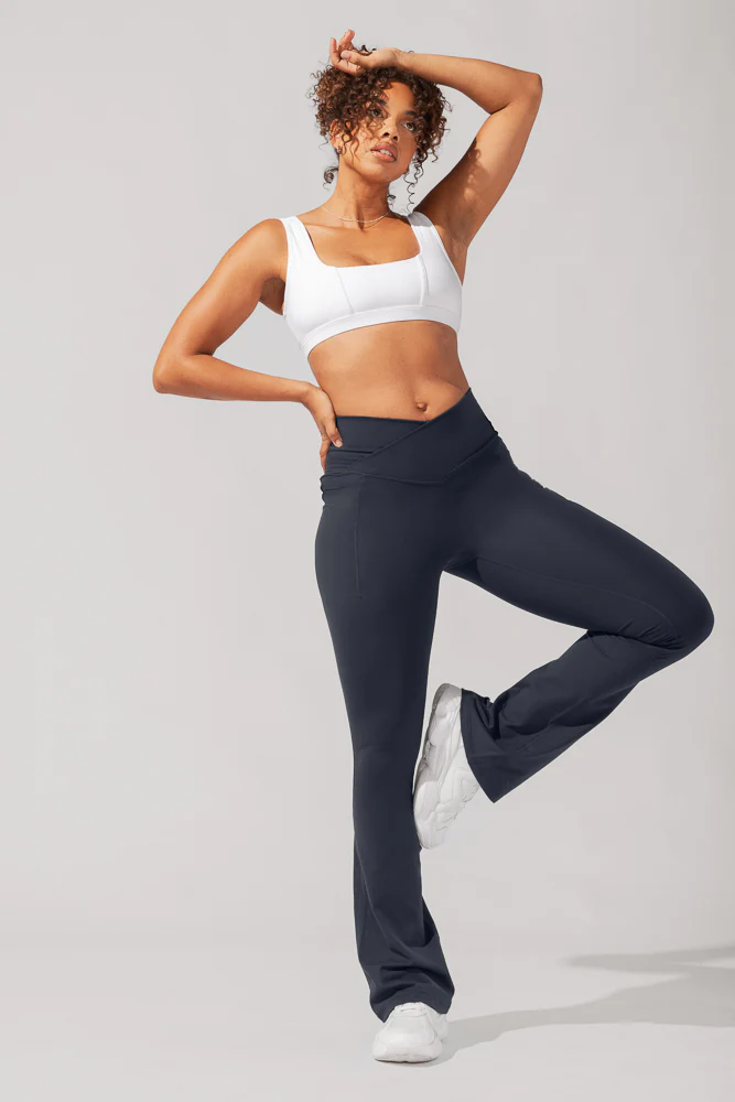 Crisscross Hourglass® Flared Leggings with Pockets - Smoky Navy