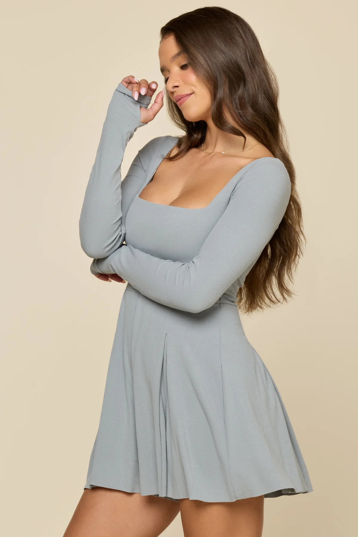 Go with the Flow Long Sleeve Romper - Blue Stone 1 8312-go-with-the-flow-long-sleeve-romper-blue-stone-1.webp